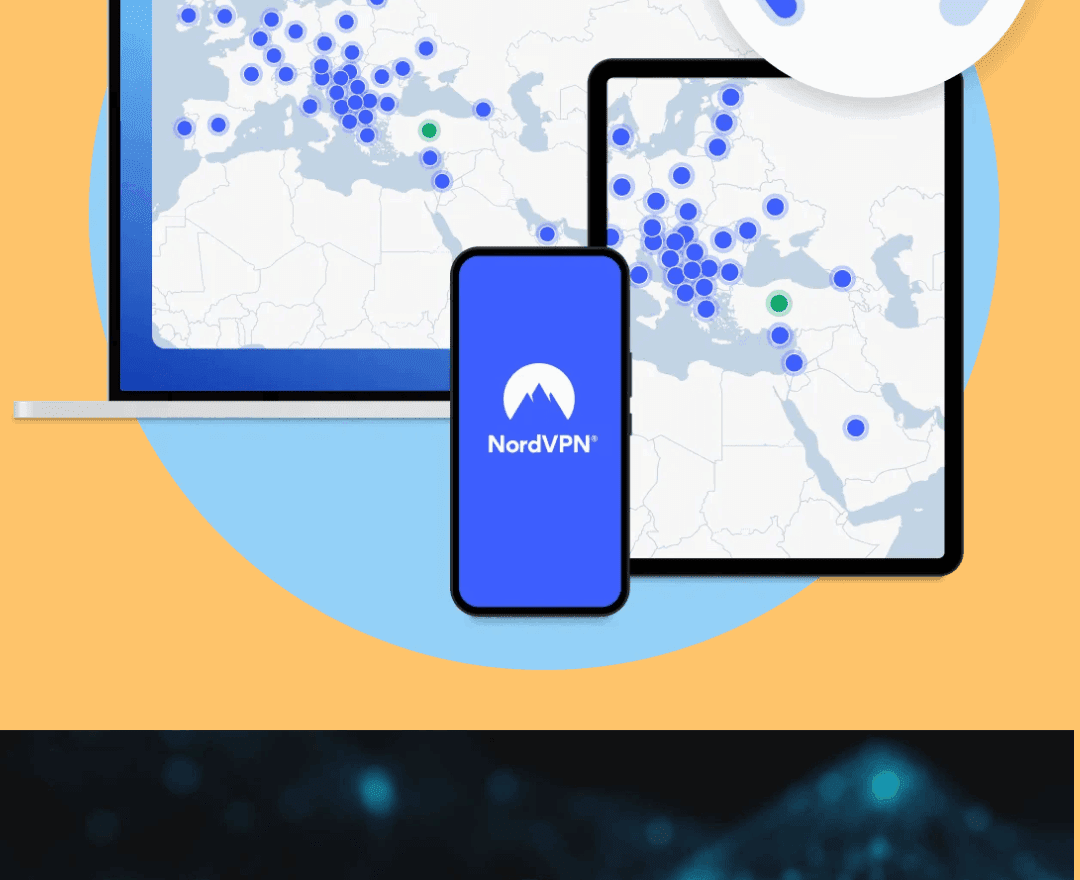 The NordVPN interface shows available servers and connection options for pirvacy protection. NordVPN dashboard interface showing server locations and connection status - 202 review