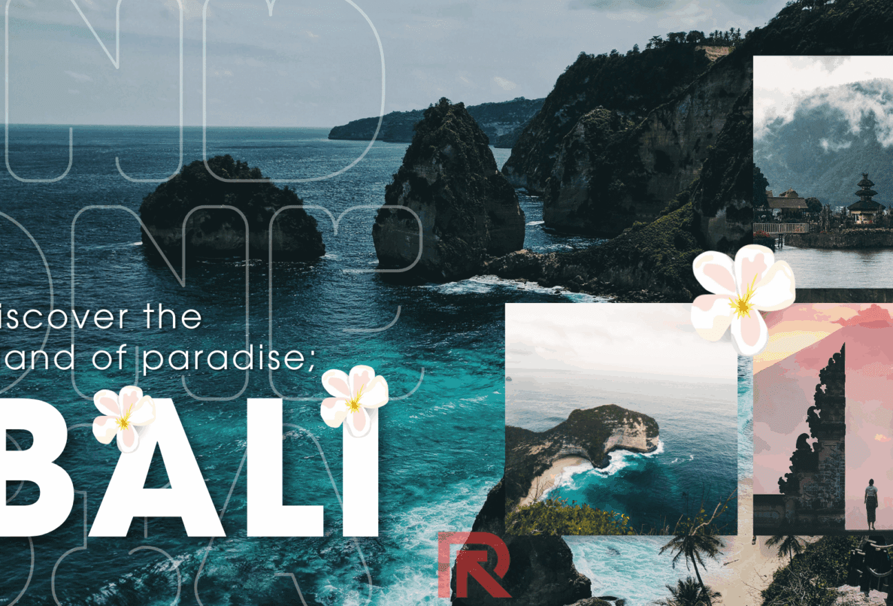 Aerial view of Bali beach and temple cliffs