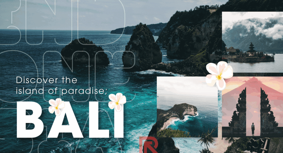 Aerial view of Bali beach and temple cliffs