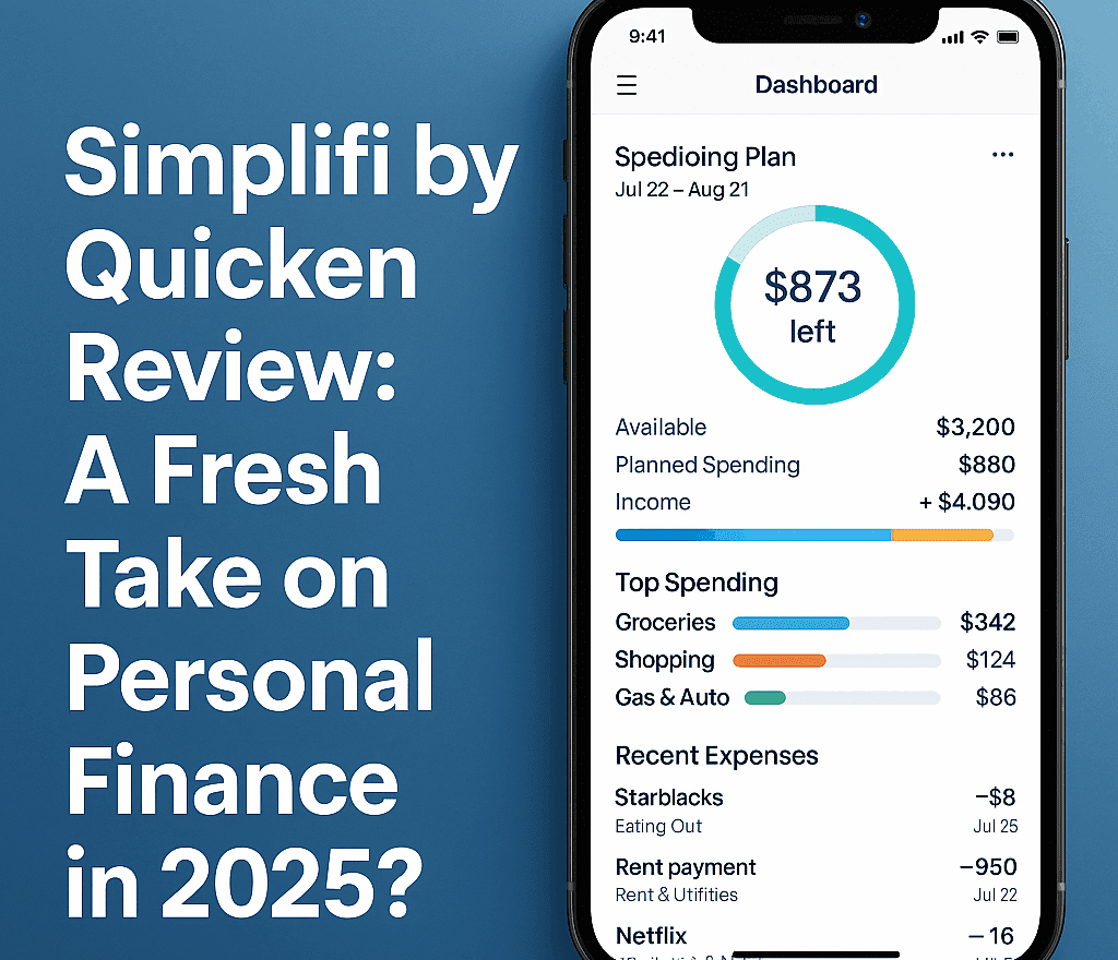 Simplifi’s dashboard gives a clear view of your spending habits.
Simplifi by Quicken mobile interface showing budget dashboard