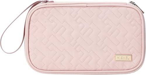 NISHEL Travel Cord Organizer Case, Double Layers Tech Electronic Bag, Essentials for Charger, Cable, Phone, Flash drive, Pink : Electronics - Görsel 8