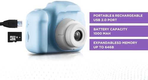 Kids Digital Camera with LCD Screen, 1080P Photo & Video, Shockproof Toy Camera for Boys & Girls, Includes USB Charging Cable & Neck Strap – (Pink) : Electronics - Görsel 4