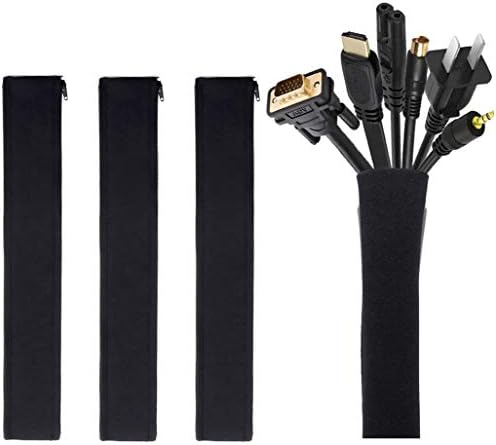JOTO 4 Pack Cable Management Sleeve, 19-20 Inches Cord Organizer System with Zipper for TV Computer Office Home Entertainment, Flexible Cable Sleeve Wrap Cover Wire Hider System -Black : Electronics