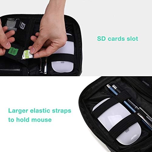 BAGSMART Electronics Organizer Travel Case, Small Cord Bag, Tech Organizer as Travel Accessories for Men Women, Cable Essentials for Phone, SD Card, Black : Electronics - Görsel 4