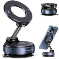 Jikasho Vacuum Magnetic Suction Phone Holder, Foldable and Retractable Hands-Free Suction Cup Phone Mount for Car/Gym/Mirror/Smooth Surface, Compatible with iPhone Android and All Smartphones (Black) : Cell Phones & Accessories