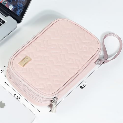NISHEL Travel Cord Organizer Case, Double Layers Tech Electronic Bag, Essentials for Charger, Cable, Phone, Flash drive, Pink : Electronics - Görsel 6