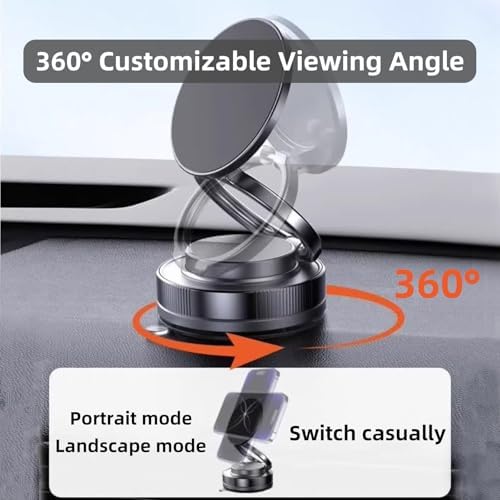 ULIKTO Vacuum Magnetic Suction Phone Holder Pocket Portable Car Mount Foldable & Retractable Suction Cup Cradle Dock Hands-Free Cell Phone Holders for Car/Gym/Mirror Mount for iPhone & Android : Cell Phones & Accessories - Görsel 4