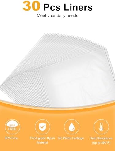 SMARTAKE Slow Cooker Liners, Large Size 13"x 21" Disposable Cooking Bags, Fit 3QT to 8QT for Slow Cooker, Cooking Trays, Suitable for Oval & Round Pots, 30 Liners: Home & Kitchen - Görsel 4