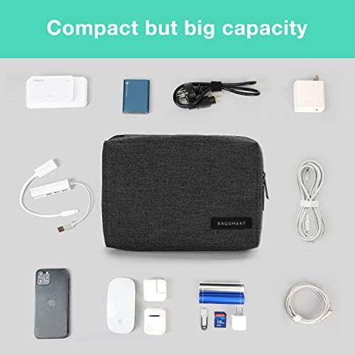 BAGSMART Electronics Organizer Travel Case, Small Cord Bag, Tech Organizer as Travel Accessories for Men Women, Cable Essentials for Phone, SD Card, Black : Electronics - Görsel 3