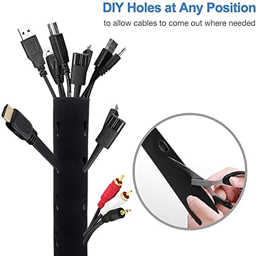 JOTO 4 Pack Cable Management Sleeve, 19-20 Inches Cord Organizer System with Zipper for TV Computer Office Home Entertainment, Flexible Cable Sleeve Wrap Cover Wire Hider System -Black : Electronics - Görsel 5