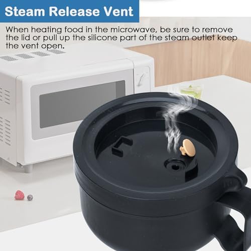 | Ramen Bowl,Ramen Cooker,Microwave Ramen Bowl,Microwave Safe Soup Bowl,Portable Ramen Cooker, Instant Ramen Noodle Bowls For Home Office Dorm Apartment motor home etc Soup Bowls - Görsel 5