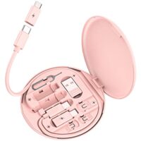 Multi USB Charging Adapter Cable Kit, USB C to iOS Device Adapter Box, Conversion Set A & Type C to Male Micro/Type C/iOS Device, Data Transfer, Card Storage, Tray Eject Pin, Phone Holder (Pink) : Cell Phones & Accessories