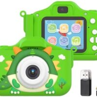 Andoer 1080P Kids Digital Camera Cute Digital Video Camera for Kids Dual Lens 2.0 Inch IPS Screen 48M Photo Games with Neck Strap 32GB TF Card USB Card Reader Birthday for Boys Girls : Electronics