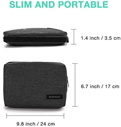 BAGSMART Electronics Organizer Travel Case, Small Cord Bag, Tech Organizer as Travel Accessories for Men Women, Cable Essentials for Phone, SD Card, Black : Electronics - Görsel 6
