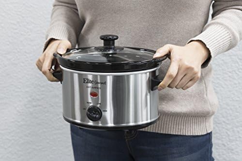 Elite Gourmet MST-275XS Electric Oval Slow Cooker, Adjustable Temp, Entrees, Sauces, Stews & Dips, Dishwasher Safe Glass Lid & Crock (2 Quart, Stainless Steel): Home & Kitchen - Görsel 2