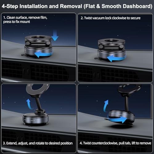 Jikasho Vacuum Magnetic Suction Phone Holder, Foldable and Retractable Hands-Free Suction Cup Phone Mount for Car/Gym/Mirror/Smooth Surface, Compatible with iPhone Android and All Smartphones (Black) : Cell Phones & Accessories - Görsel 5