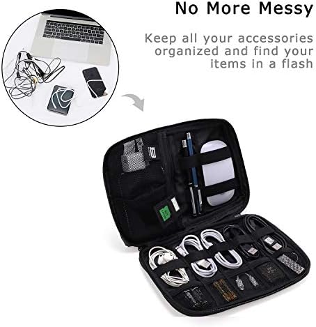 BAGSMART Electronics Organizer Travel Case, Small Cord Bag, Tech Organizer as Travel Accessories for Men Women, Cable Essentials for Phone, SD Card, Black : Electronics - Görsel 2