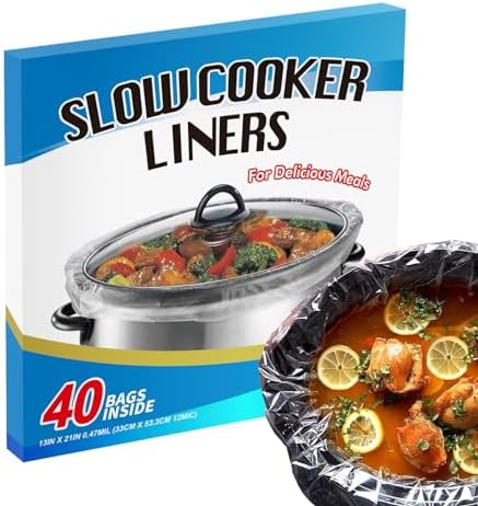 ECOOPTS Slow Cooker Liners (40 Liners), 13" × 21" Pot Liners Fit 3-8 Quarts, Disposable Cooking Bags Suitable for Oval & Round Pot, BPA Free (13" × 21"): Home & Kitchen