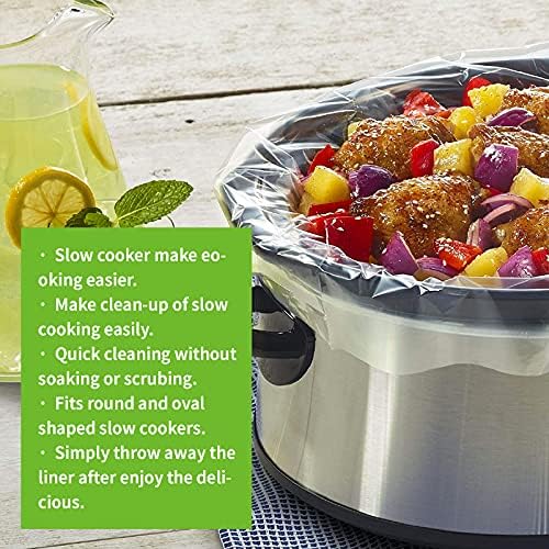ECOOPTS Slow Cooker Liners (40 Liners), 13" × 21" Pot Liners Fit 3-8 Quarts, Disposable Cooking Bags Suitable for Oval & Round Pot, BPA Free (13" × 21"): Home & Kitchen - Görsel 4