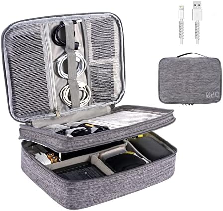 OrgaWise Electronics Organizer, Electronic Accessories Bag Travel Cable Organizer Three-Layer for iPad Mini, Kindle, Hard Drives, Cables, Chargers (Three-Layer-Grey) : Electronics
