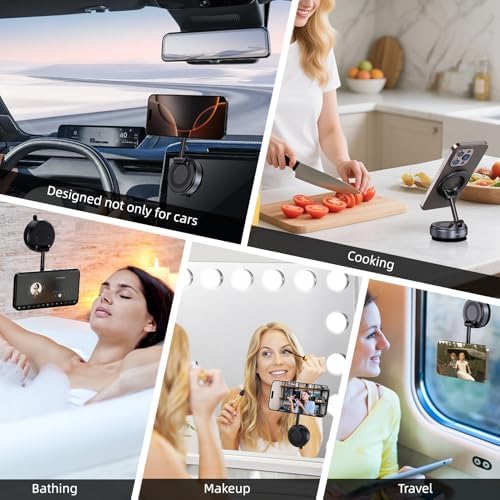 Jikasho Vacuum Magnetic Suction Phone Holder, Foldable and Retractable Hands-Free Suction Cup Phone Mount for Car/Gym/Mirror/Smooth Surface, Compatible with iPhone Android and All Smartphones (Black) : Cell Phones & Accessories - Görsel 9