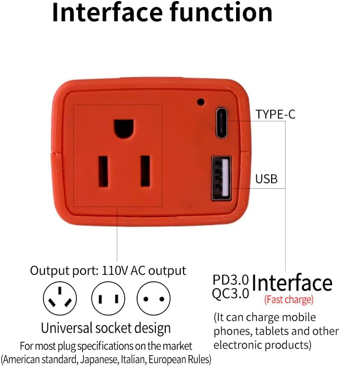 100W Car Power Inverter DC 12V to 110V AC Vehicle Outlet Plug Adapter Converter 5V USB-A Type-C PD3.0 QC3.0 Fast Charging Port Outlet Plug Adapter Included for Laptop Computer : Automotive - Görsel 2