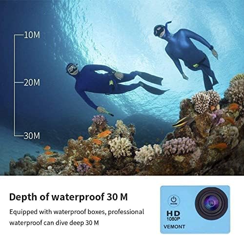 VEMONT Action Camera, 1080P 12MP Sports Camera Full HD 2.0 Inch Action Cam 30m/98ft Underwater Waterproof Camera with Mounting Accessories Kit : Electronics - Görsel 4